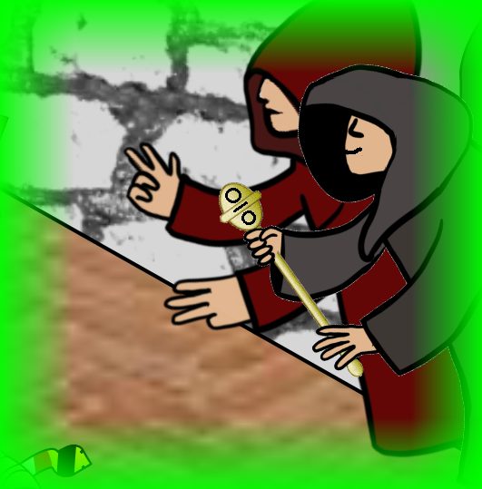December 23, 2020 (channel 2): the bear carves marble while a gold-armored knight and hooded figures look on. The wall stones carry faint code-strings whose lengths climb 3, 6, 9, 12, 15... The caption decodes to PERSEVERANCE.